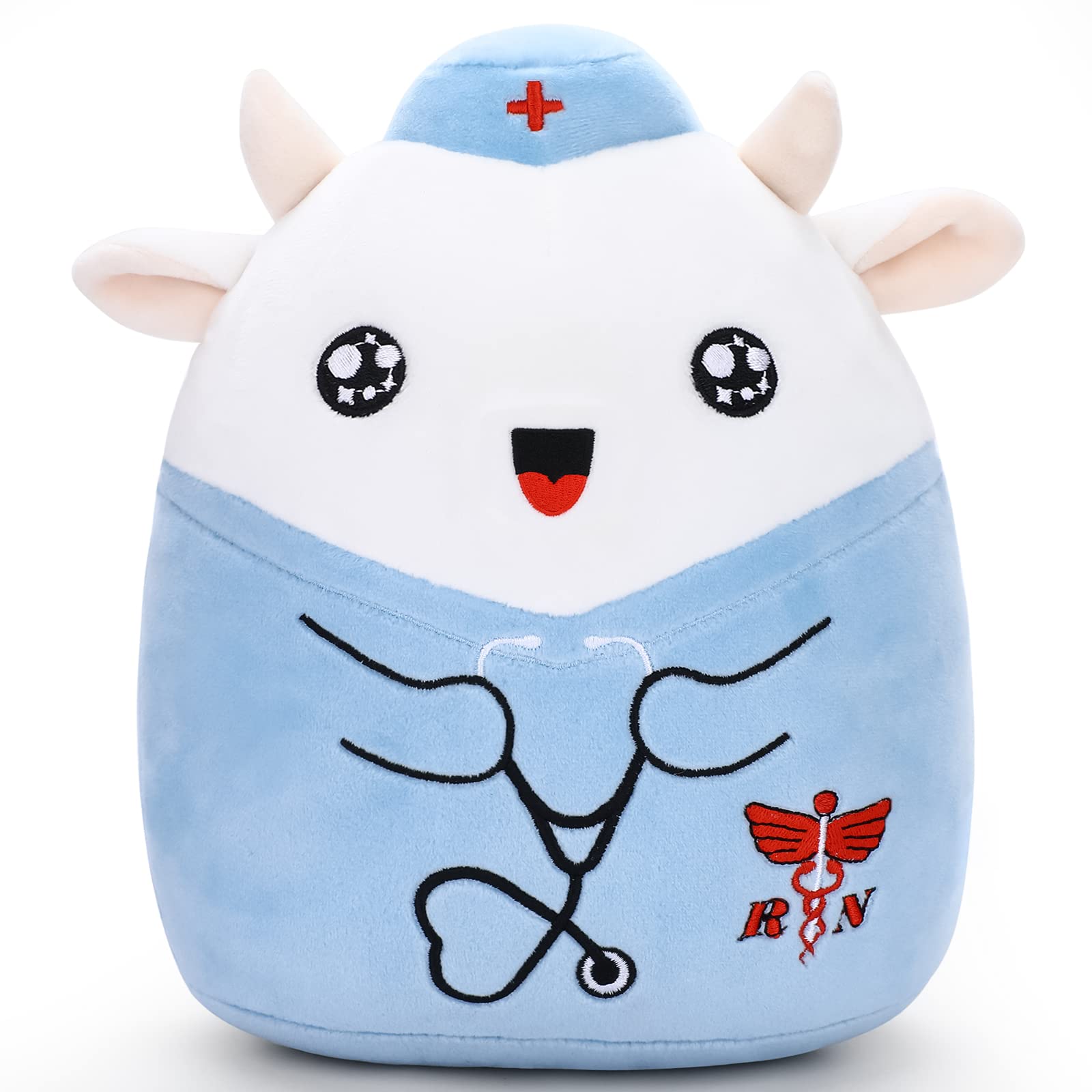 Refavor Nurse Cow plush 8in navy hat, ideal as a thoughtful nurse gift.