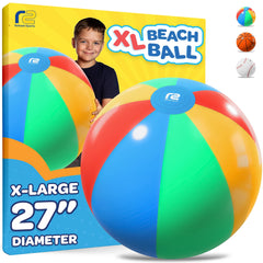 Refresh Sports giant beach ball 27 inch inflates quickly for pool parties.
