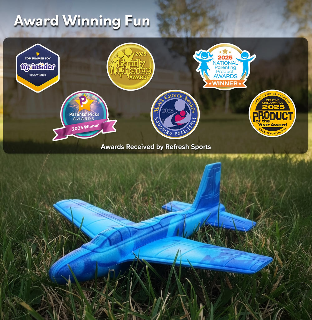Gift-ready Refresh Sports foam plane glider packaging for Easter or birthdays.