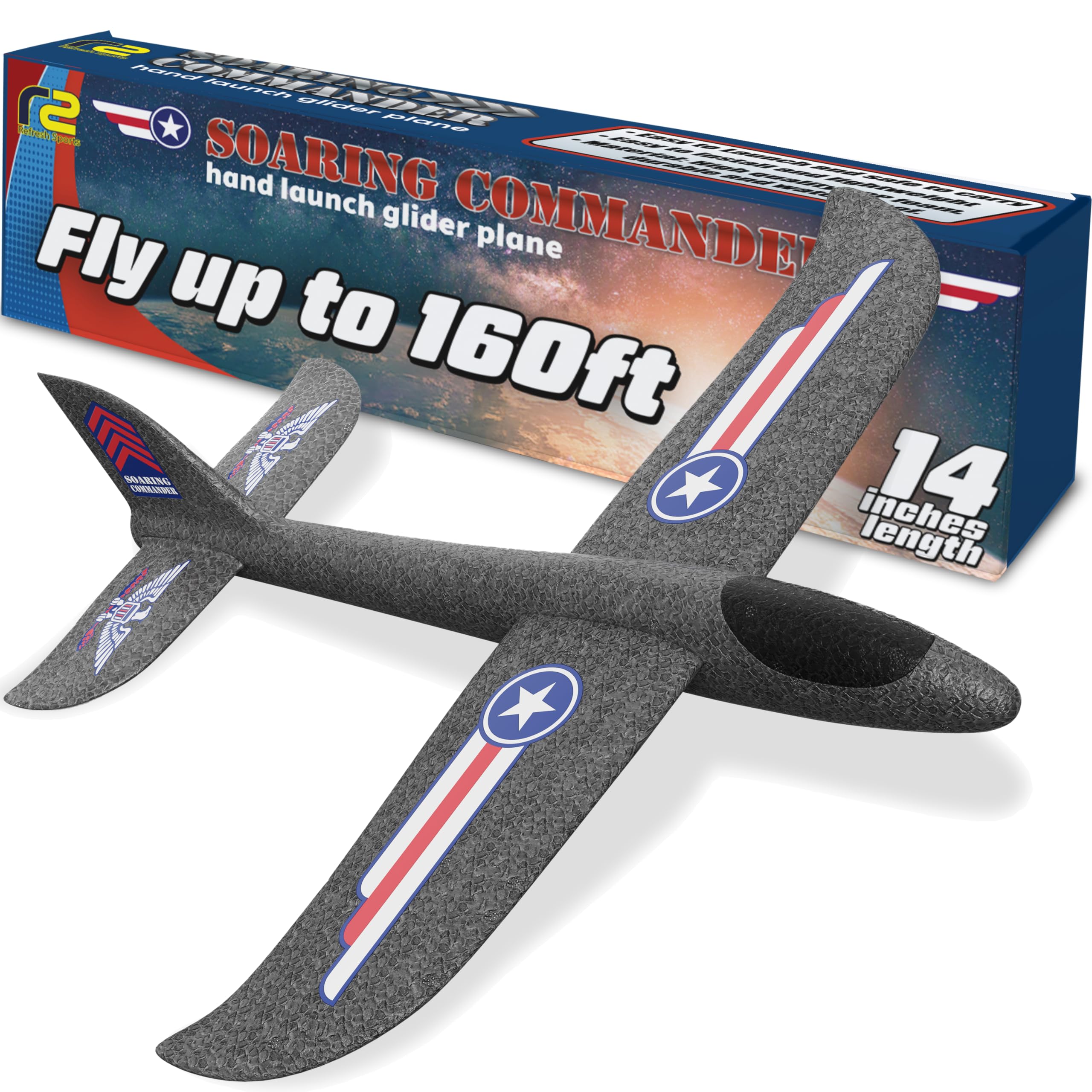 Refresh Sports Soaring Commander foam plane offers safe, high-flying outdoor fun.