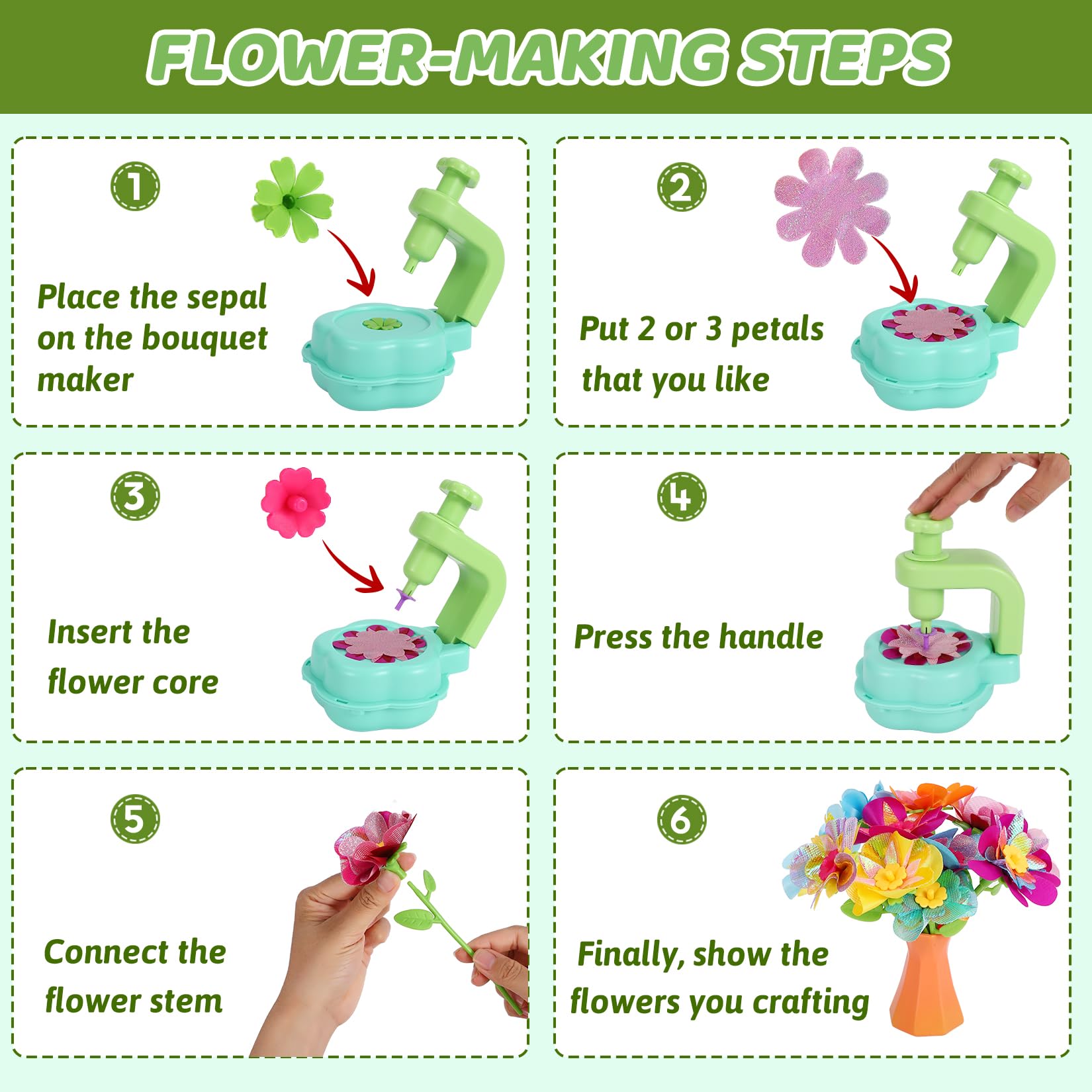 REFTTENW sepal adds natural detail to kid-made flowers.