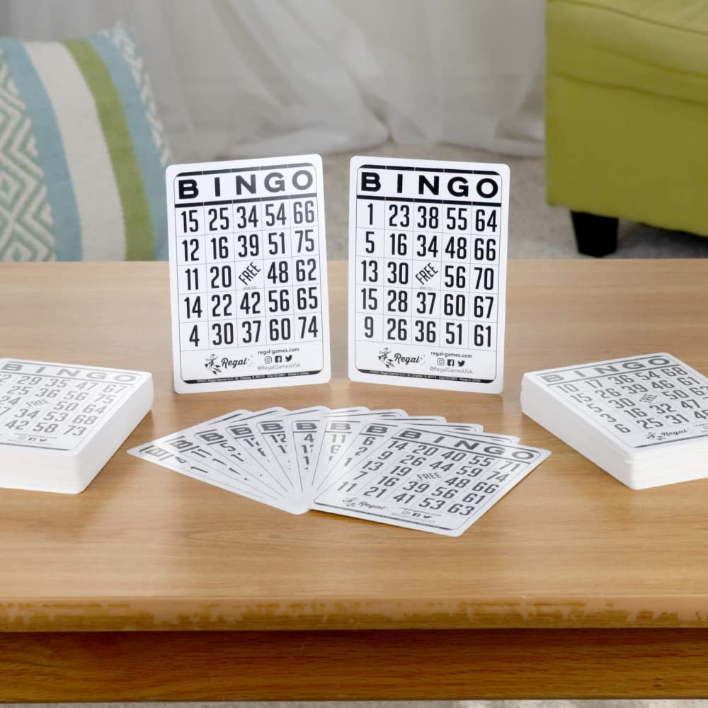 Regal Bingo durable cardstock withstands repeated use across game nights.