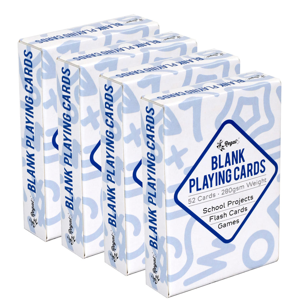 Regal Games 208 blank playing cards back view, sturdy canvas for card game prototypes.
