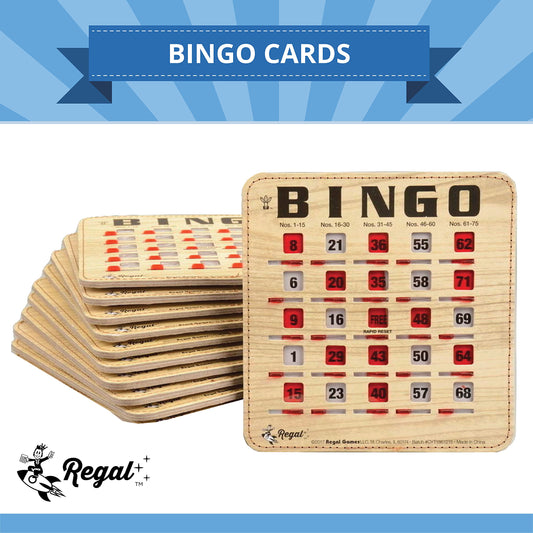 Regal Games bulk cards with woodgrain finish for a premium, reusable game night setup