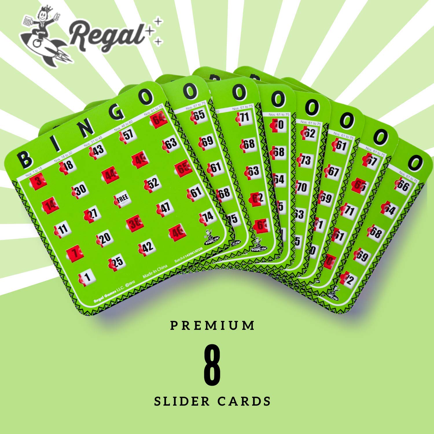 Regal Games large-print green bingo cards for clear visibility