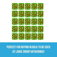 Regal Games bingo cards sliding windows green pack back shows reusable design.