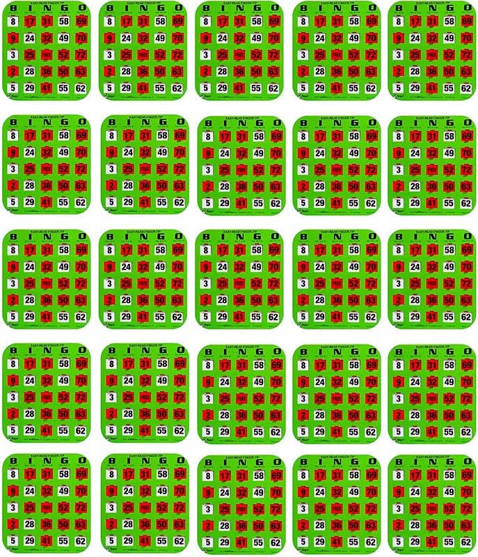 Regal Games bingo cards sliding windows green travel-ready for on-the-go fun.