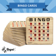 Regal Games bingo cards with sliding windows for easy number reveals.