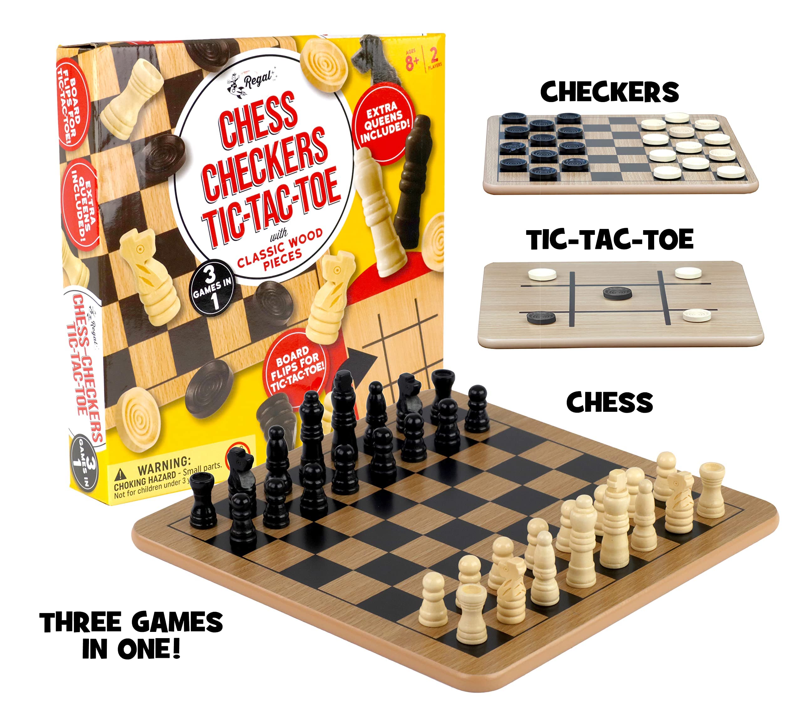 Regal Games 24 checkers, sturdy interlocking pieces for quick setups.