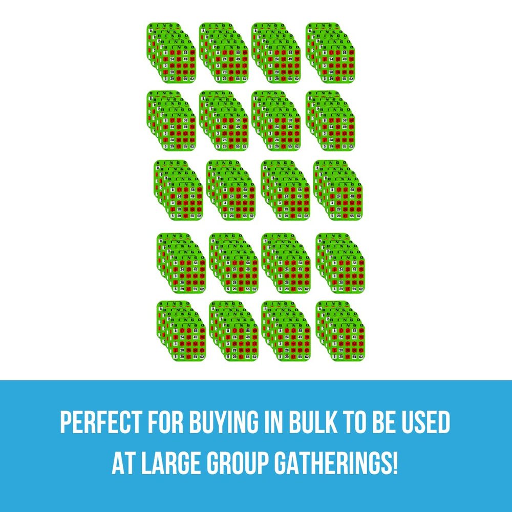Regal Games large-print green bingo cards improve readability during gatherings.