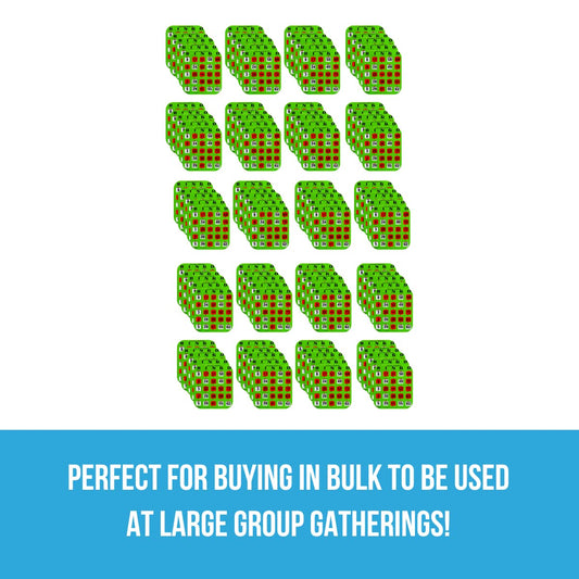 Regal Games large-print green bingo cards improve readability during gatherings.