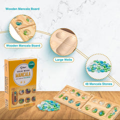 Close-up of Regal Games Mancala glass beads for tactile play.
