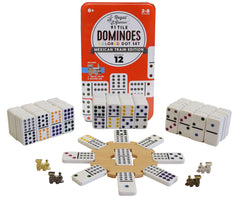 Regal Games domino tiles stored in metal carry case for travel