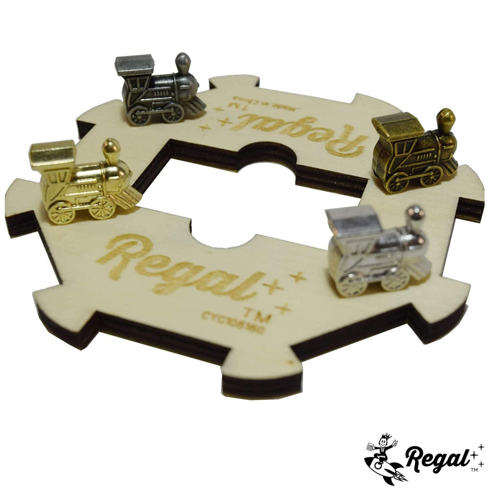 Regal Games four metal trains included for smooth movement on the layout