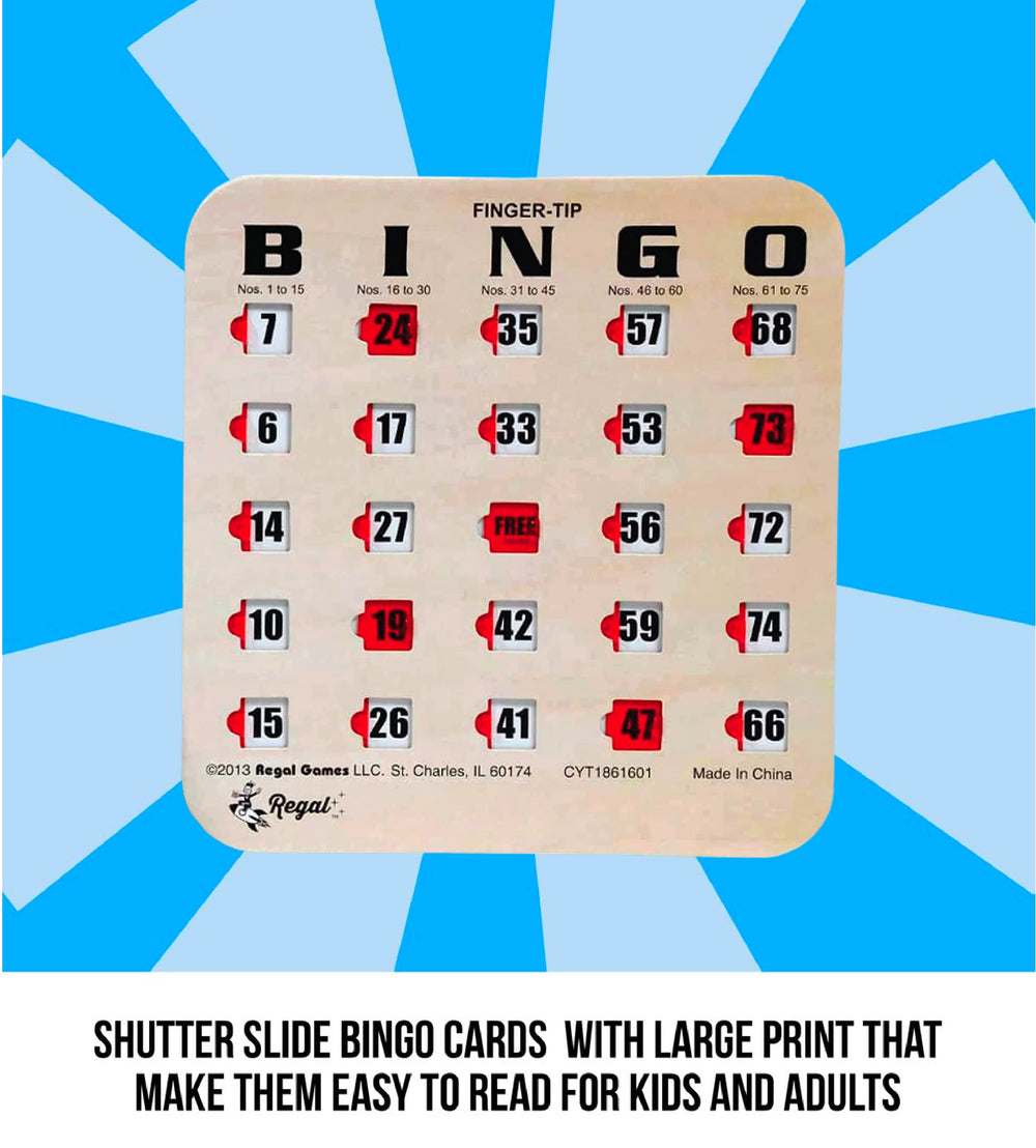 Regal bingo cards feature a woodgrain pattern for a classic, sturdy look.