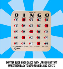 Regal bingo cards feature a woodgrain pattern for a classic, sturdy look.