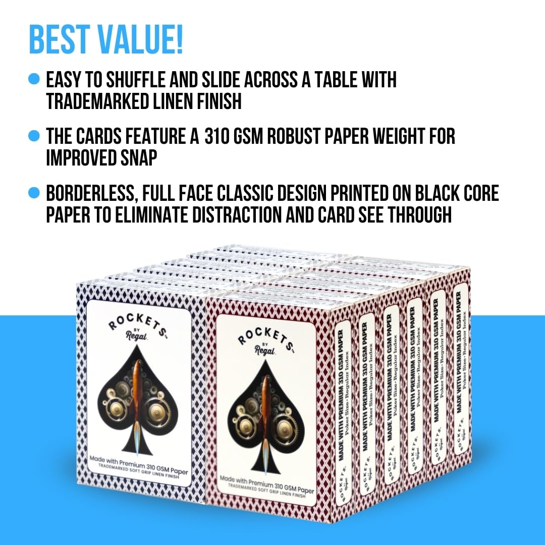 Regal Games Rockets cards for canasta, euchre, and poker games