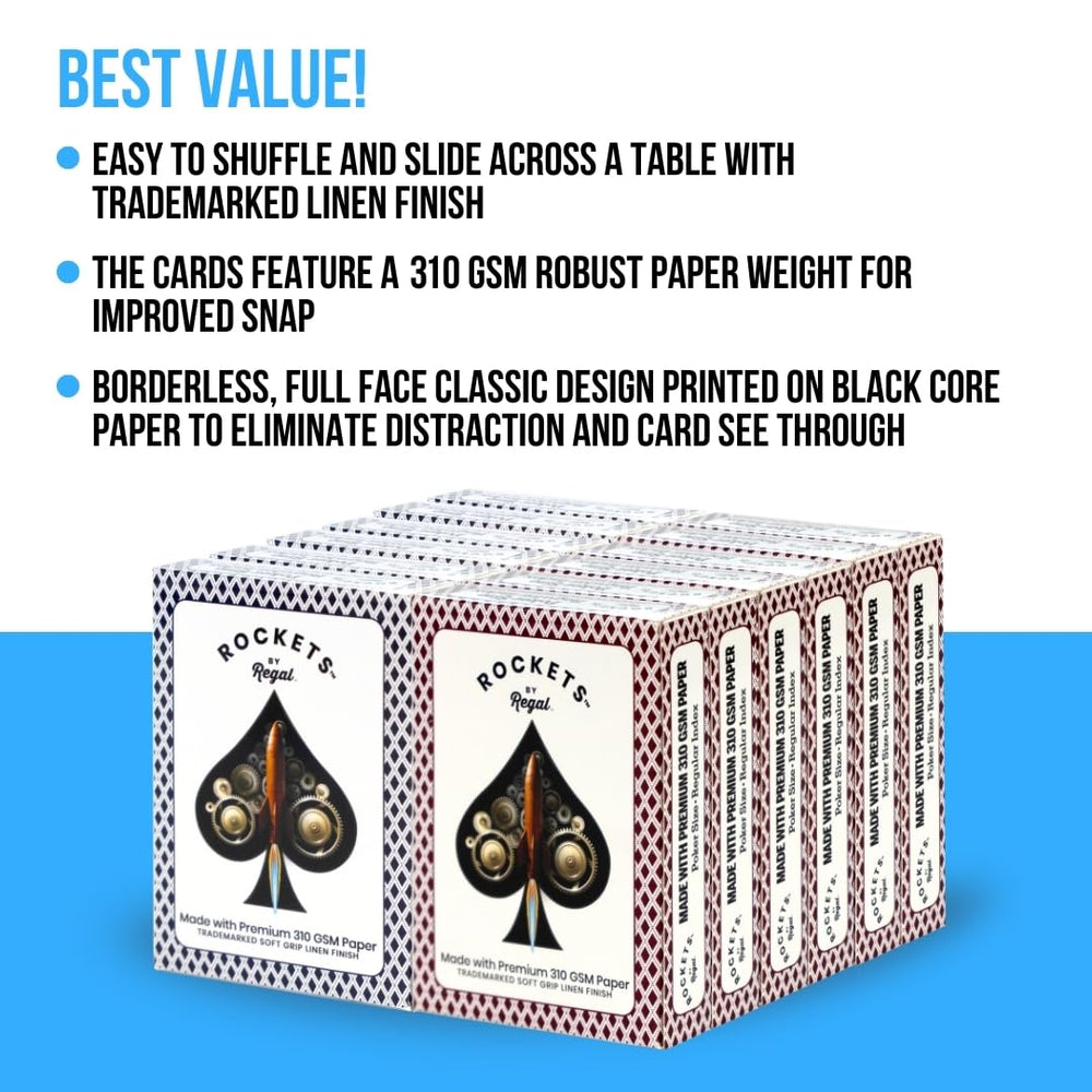 Regal Games Rockets cards for canasta, euchre, and poker games