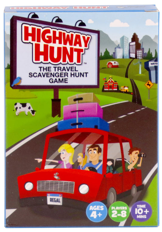 Regal Games travel outdoor scavenger hunt cards cover, vibrant and inviting for family trips.