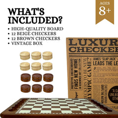 Regal Games wooden checkers and board offer sturdy construction.
