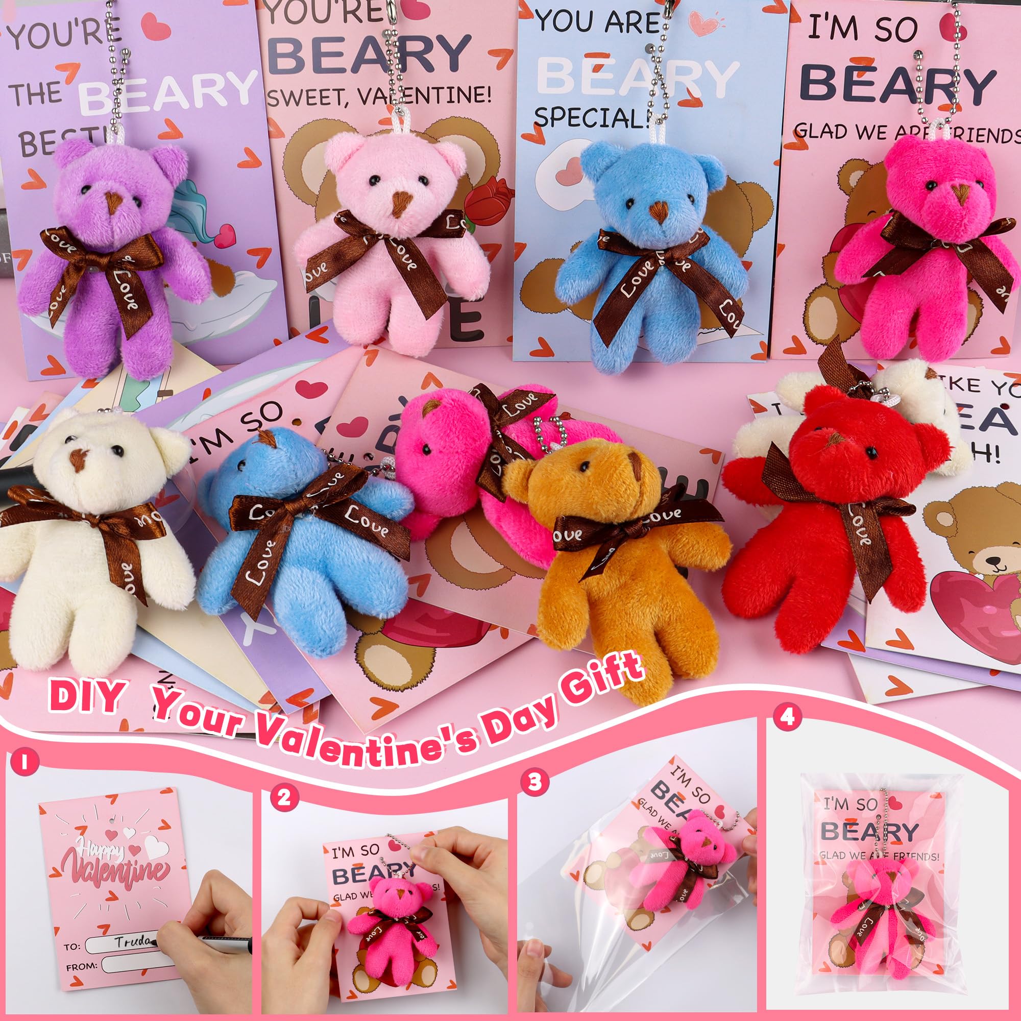 REGTEB mini plush bears with keychains ideal for school prize favors.