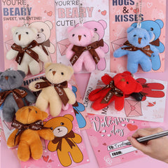 REGTEB mini plush bears with keychains on backpacks