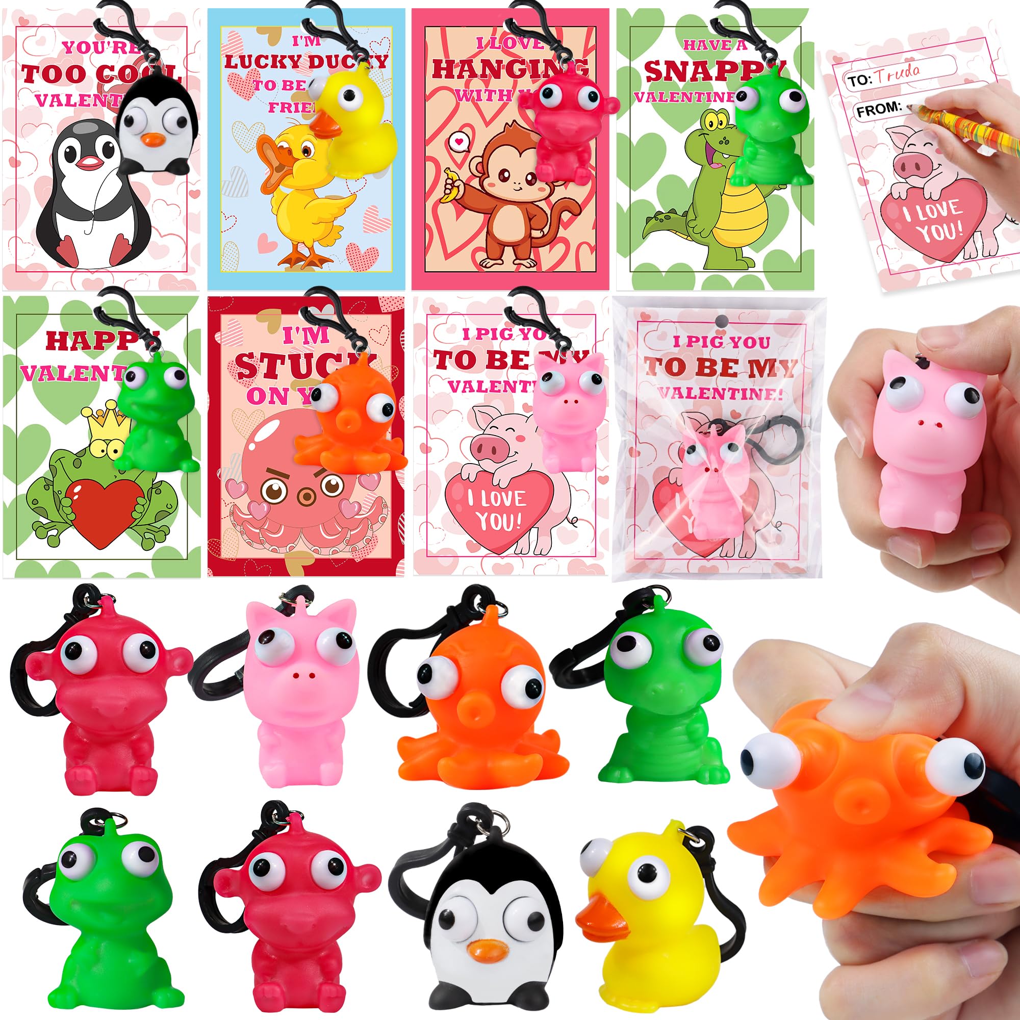REGTEB penguin popping eyes keychain for classroom fun and stress relief