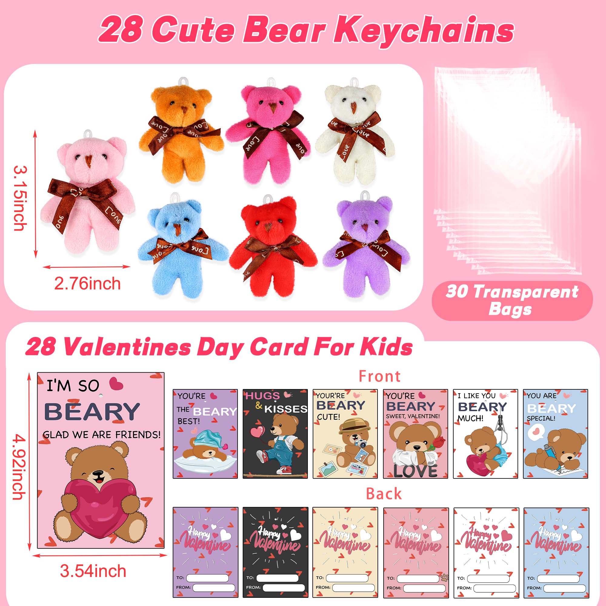 REGTEB bear-themed valentines cards with To/From fields for personalization.