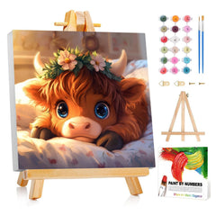 Reivworl cow paint by numbers kit framed canvas ready for painting and display