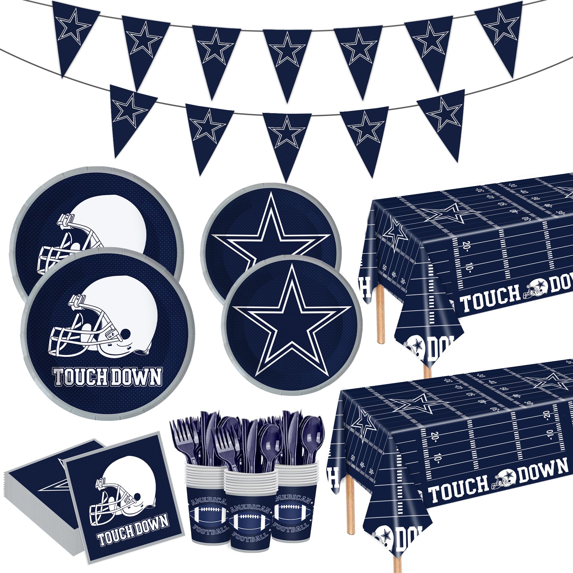 Rejoice Bunny 122pc football party tableware set for game day use