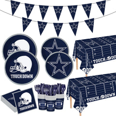 Rejoice Bunny 122pc football party tableware set for game day use