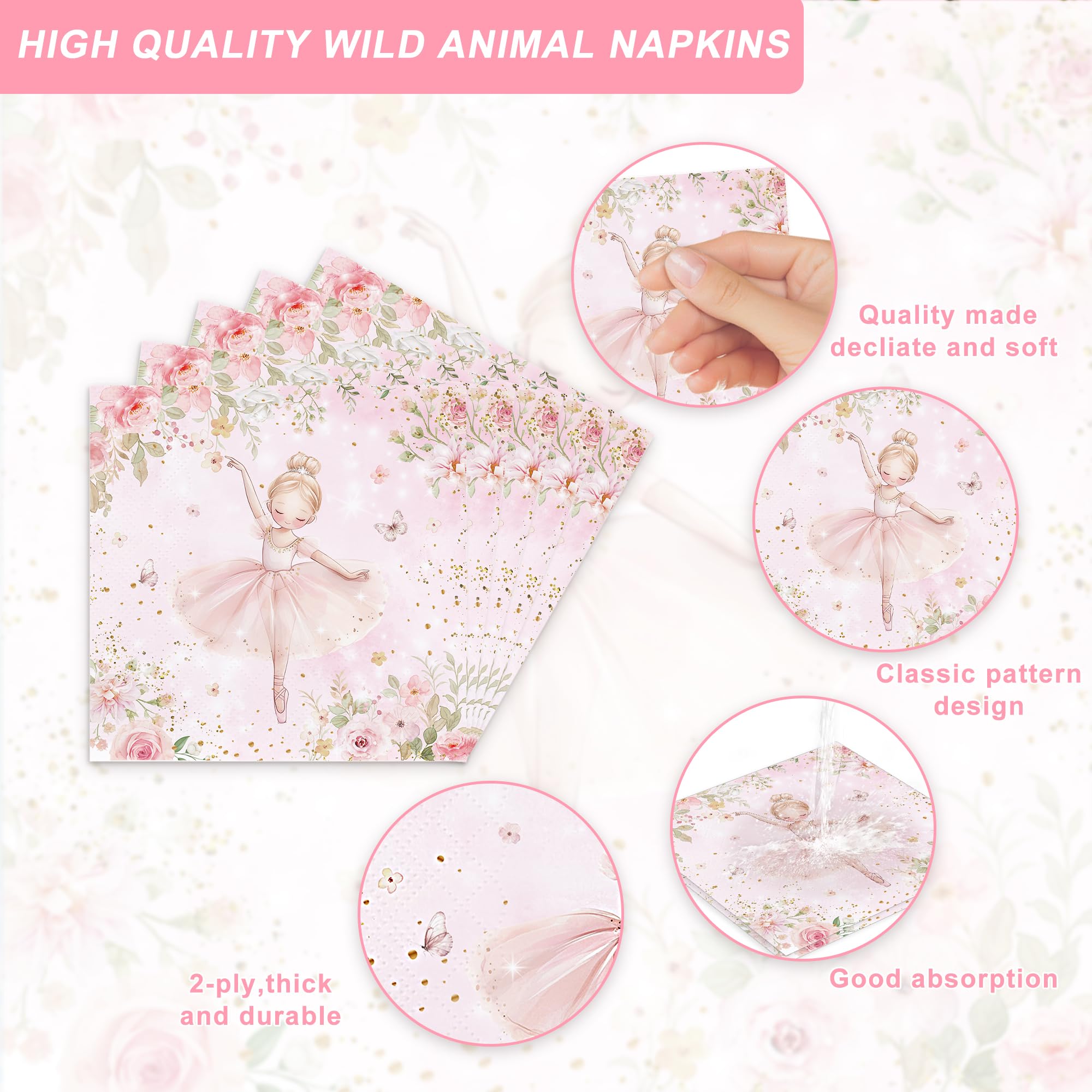 Rejoice Bunny ballerina napkins add pink decor and quick cleanup.