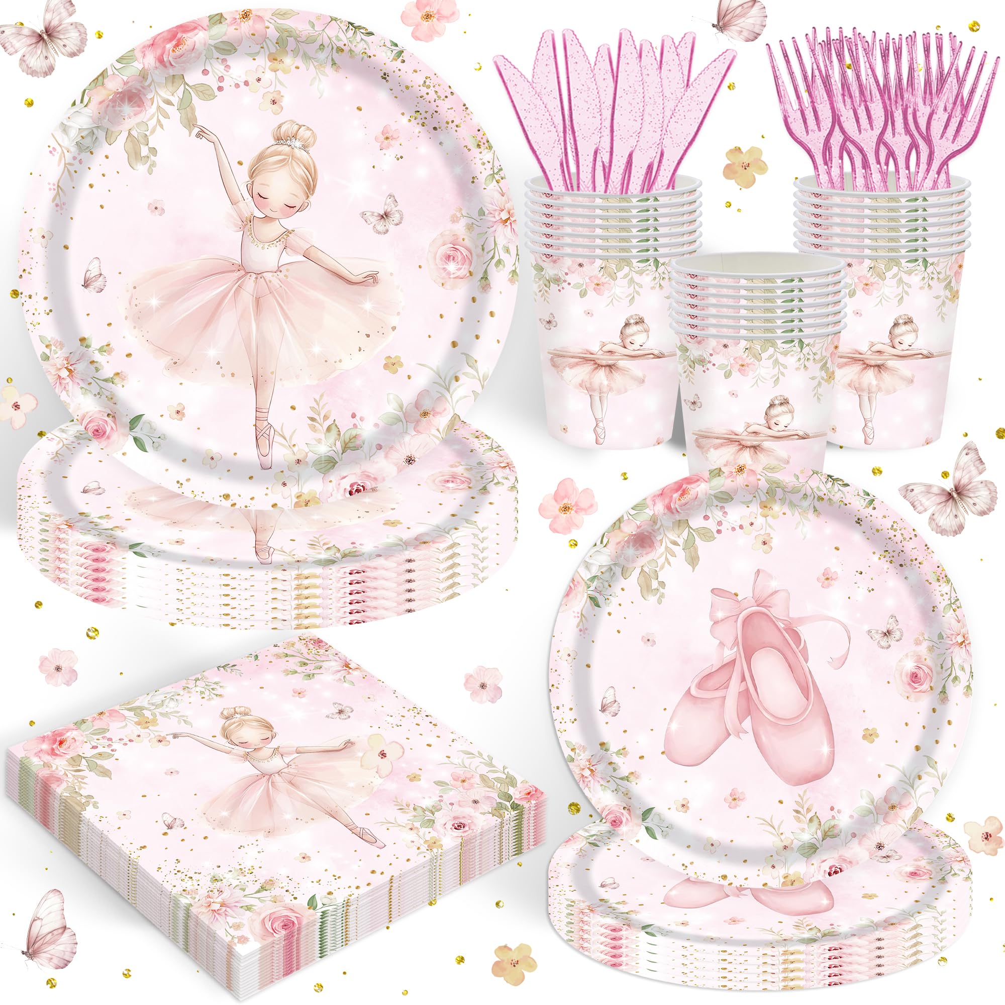 Rejoice Bunny ballerina plates 9-inch create a vibrant birthday table.