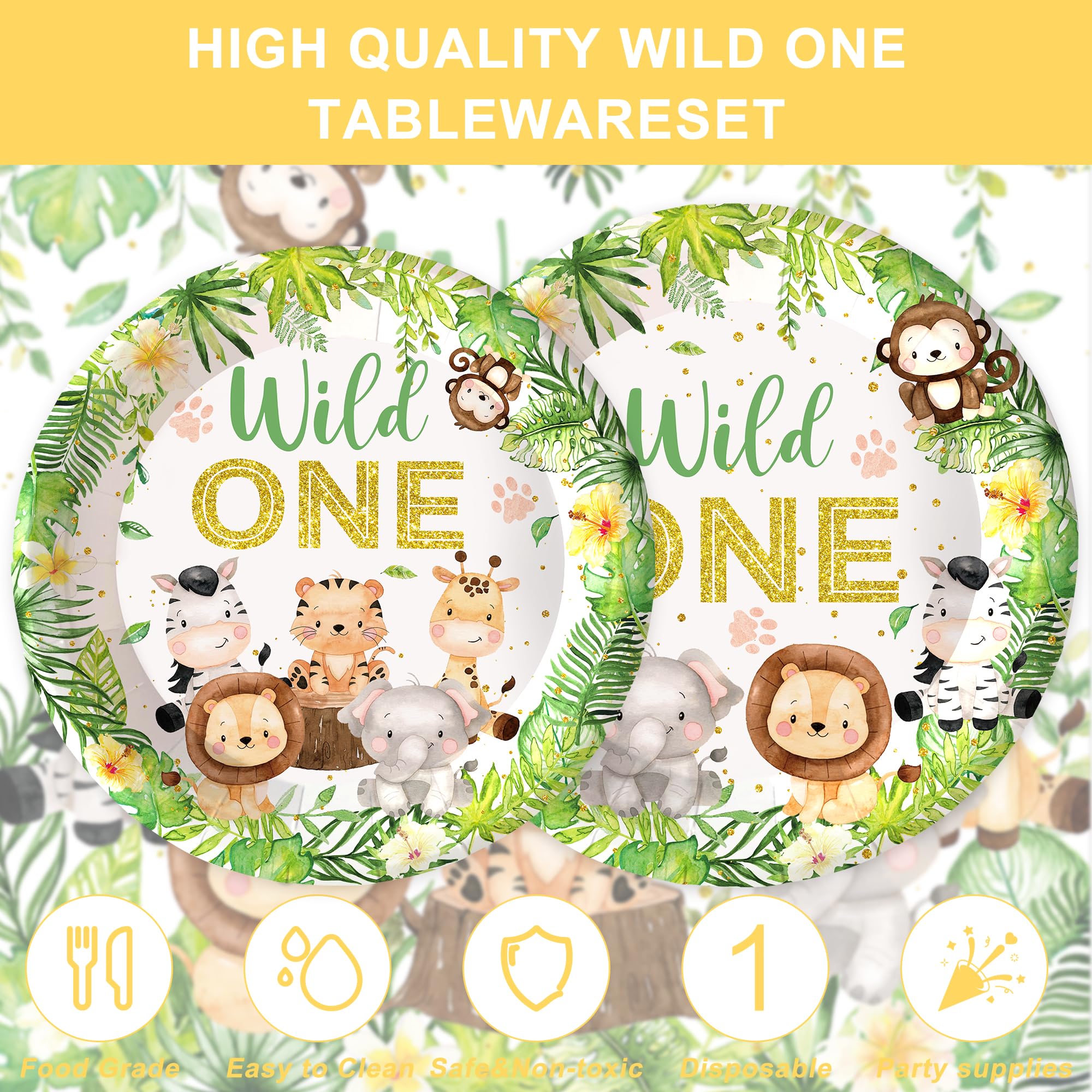 Rejoice Bunny wild one plates 7inch with bright animal prints for a cohesive kids' table