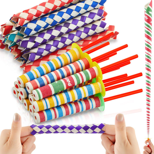 Relaxgiant bamboo finger trap wood in bright colors for family-friendly party fun.