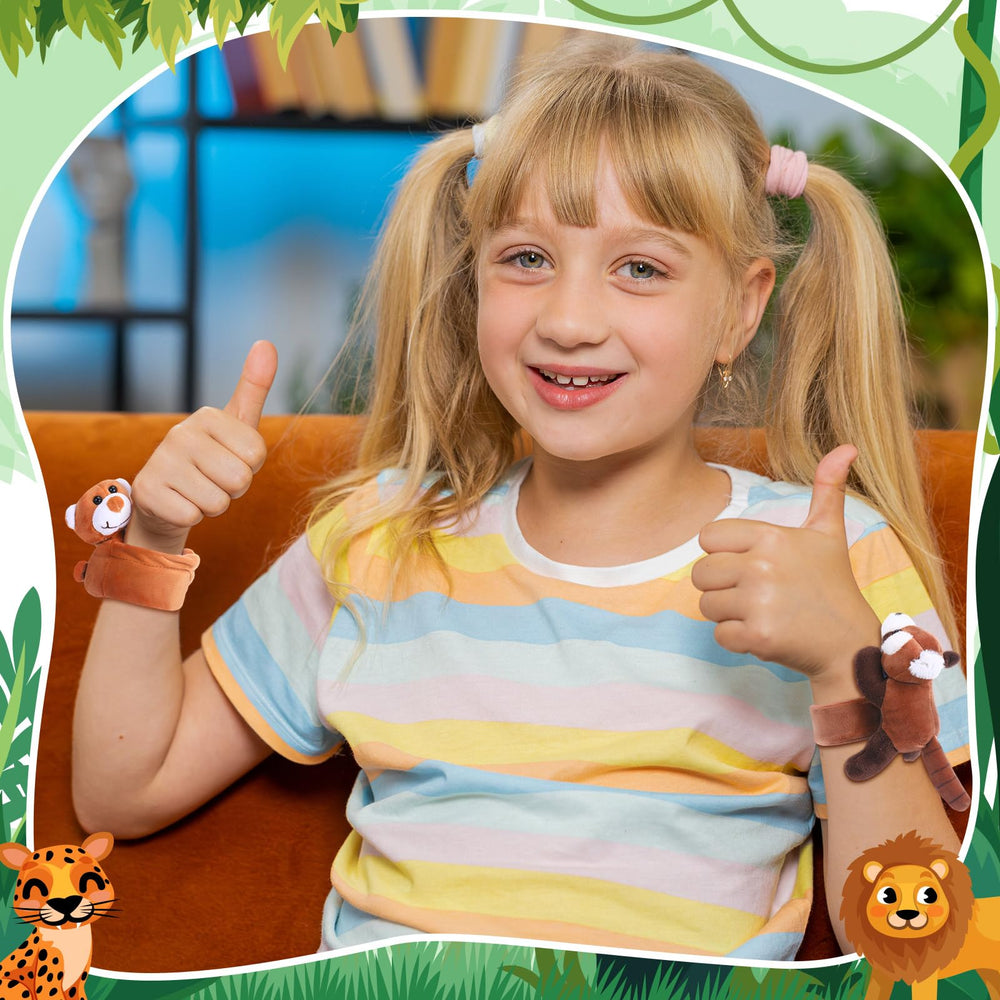 Relaxgiant plush animal bracelet attaches easily to backpacks for everyday fun