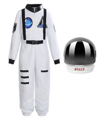 ReliBeauty astronaut costume front view with easy front-zip jumpsuit for kids
