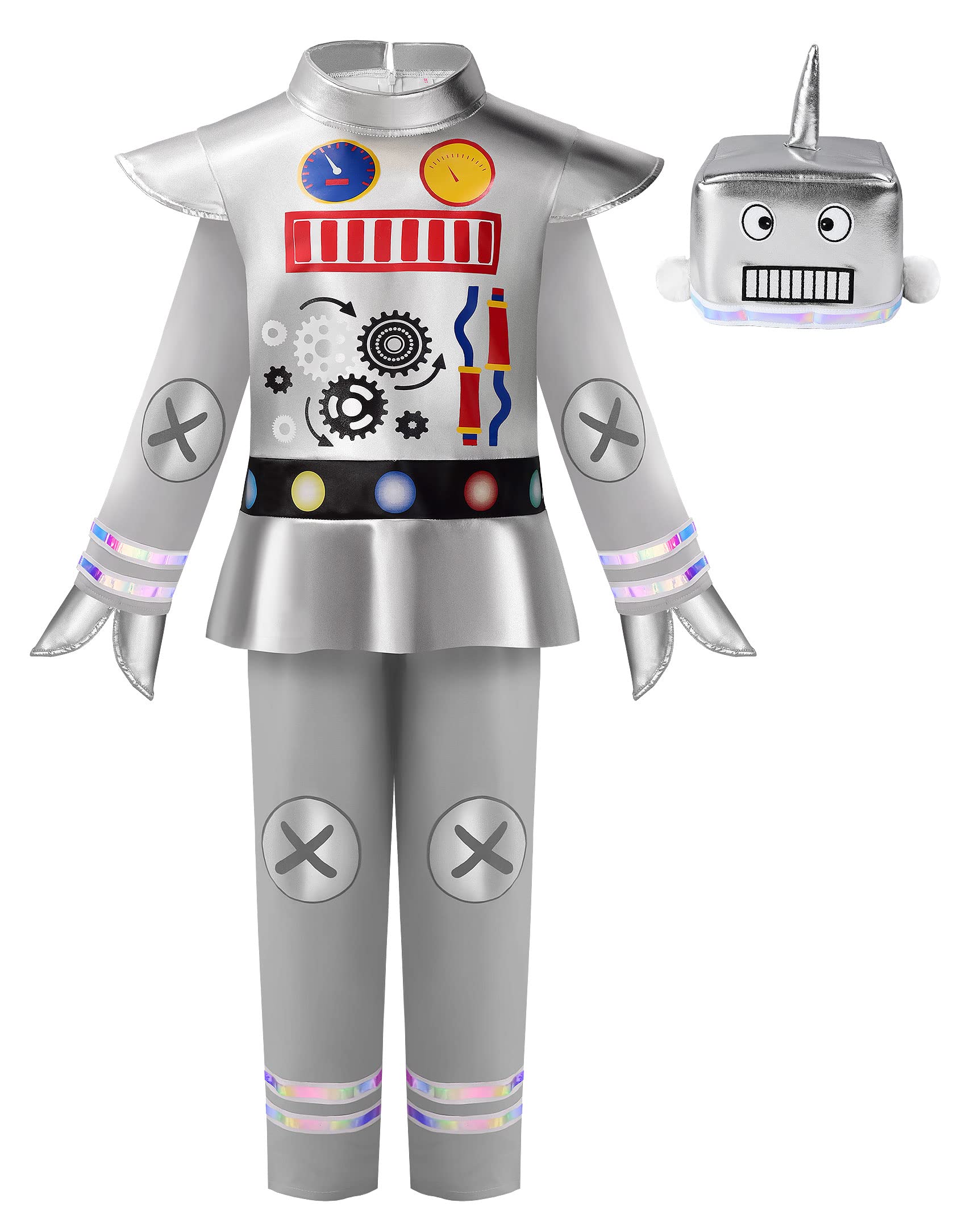 ReliBeauty robot costume top features a metallic sheen for imaginative play.