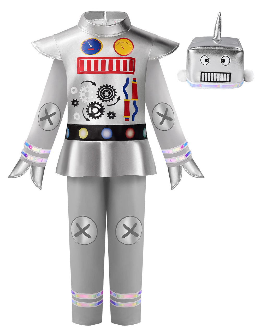 ReliBeauty robot costume top features a metallic sheen for imaginative play.