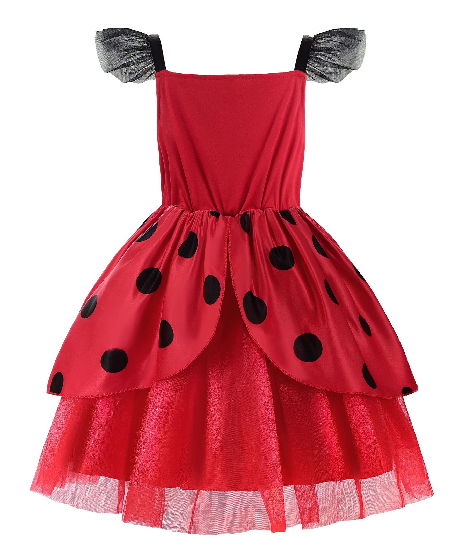 ReliParty polka-dot skirt close-up showcases the fluffy four-layer hem.