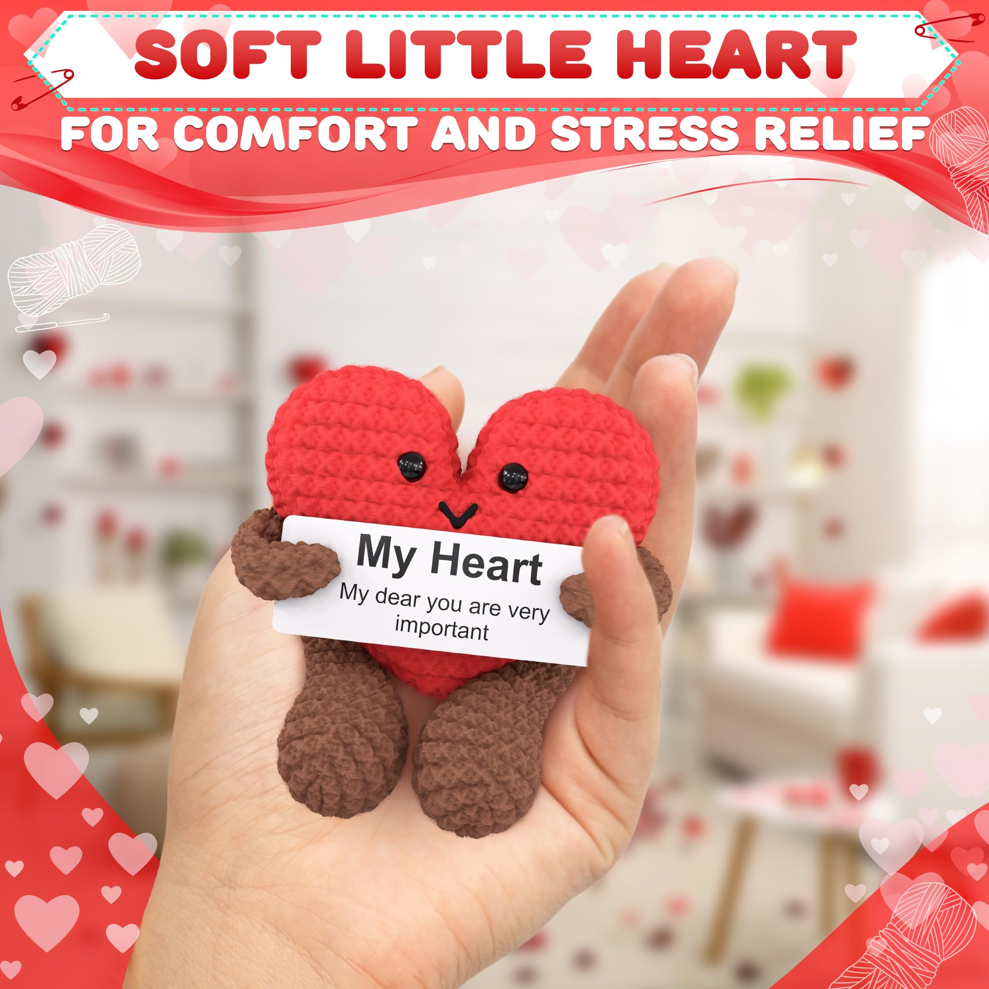Reluen Heart Plush size 3.8x2.6 inches perfect for pockets and bags