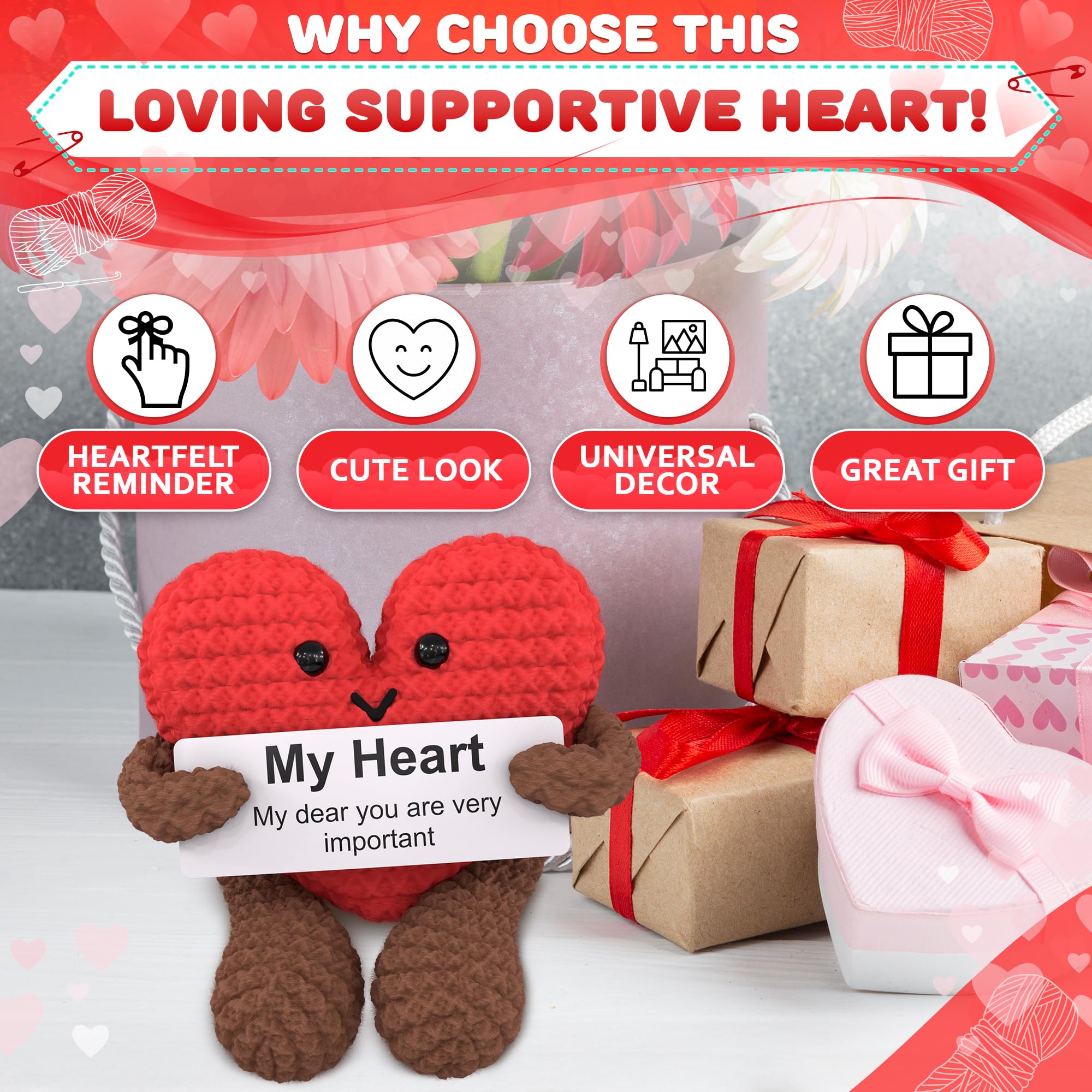 Reluen Heart Plush with motivational card for uplifting messages