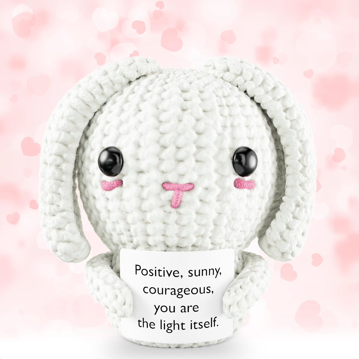 Reluen Support Bunny stuffed animal front view, a soft desk decor companion for everyday positivity.