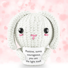 Reluen Support Bunny stuffed animal front view, a soft desk decor companion for everyday positivity.