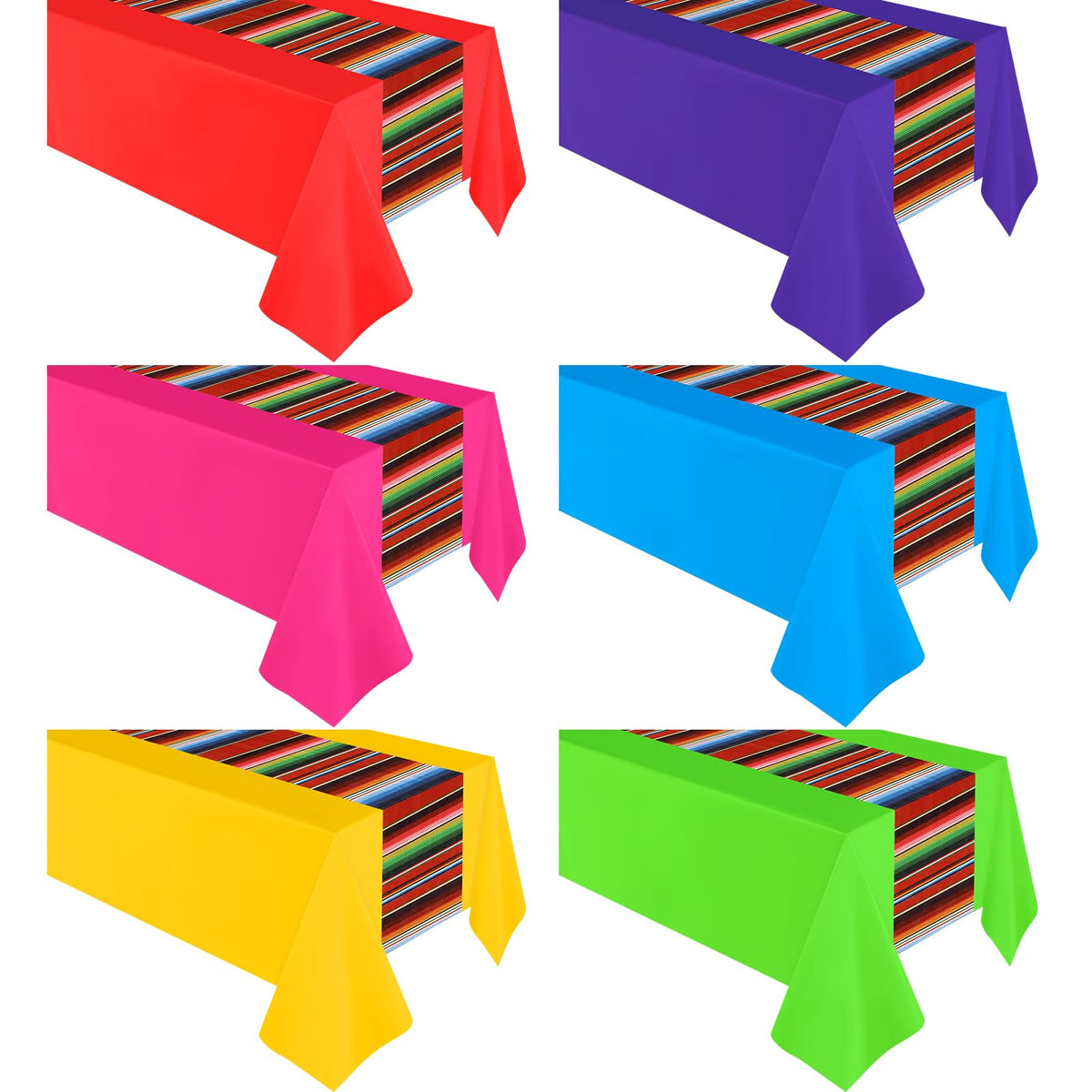 Remagr Mexican fiesta tablecloth six-piece set for colorful taco night setups.