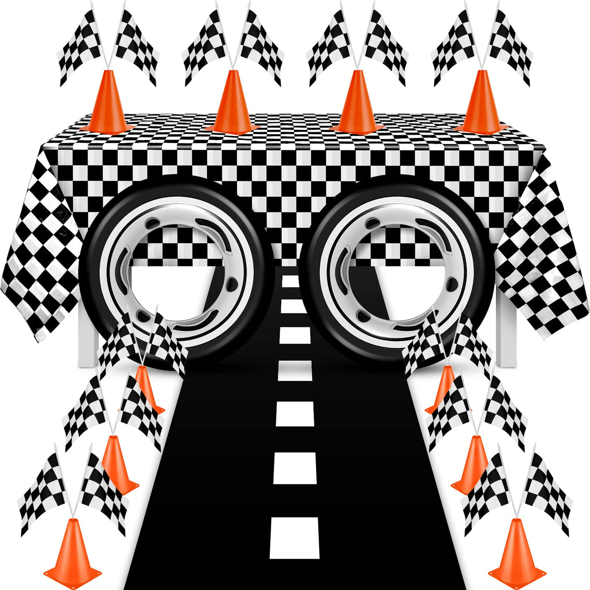 Remagr race car flags brighten party decor and photo backdrops.