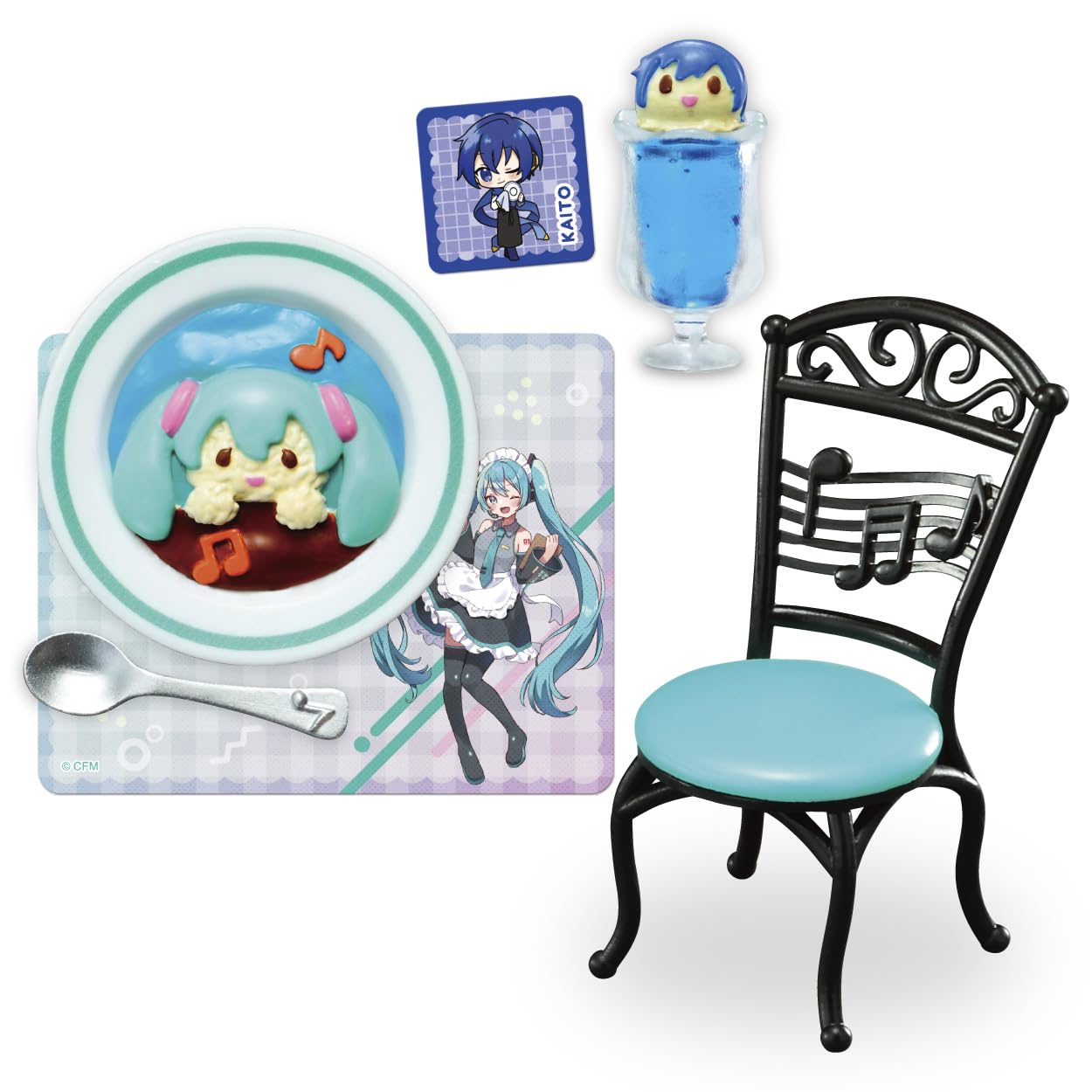 Re-Ment Hatsune Miku's Cafe-Trading Figure base stand ensures stable display.