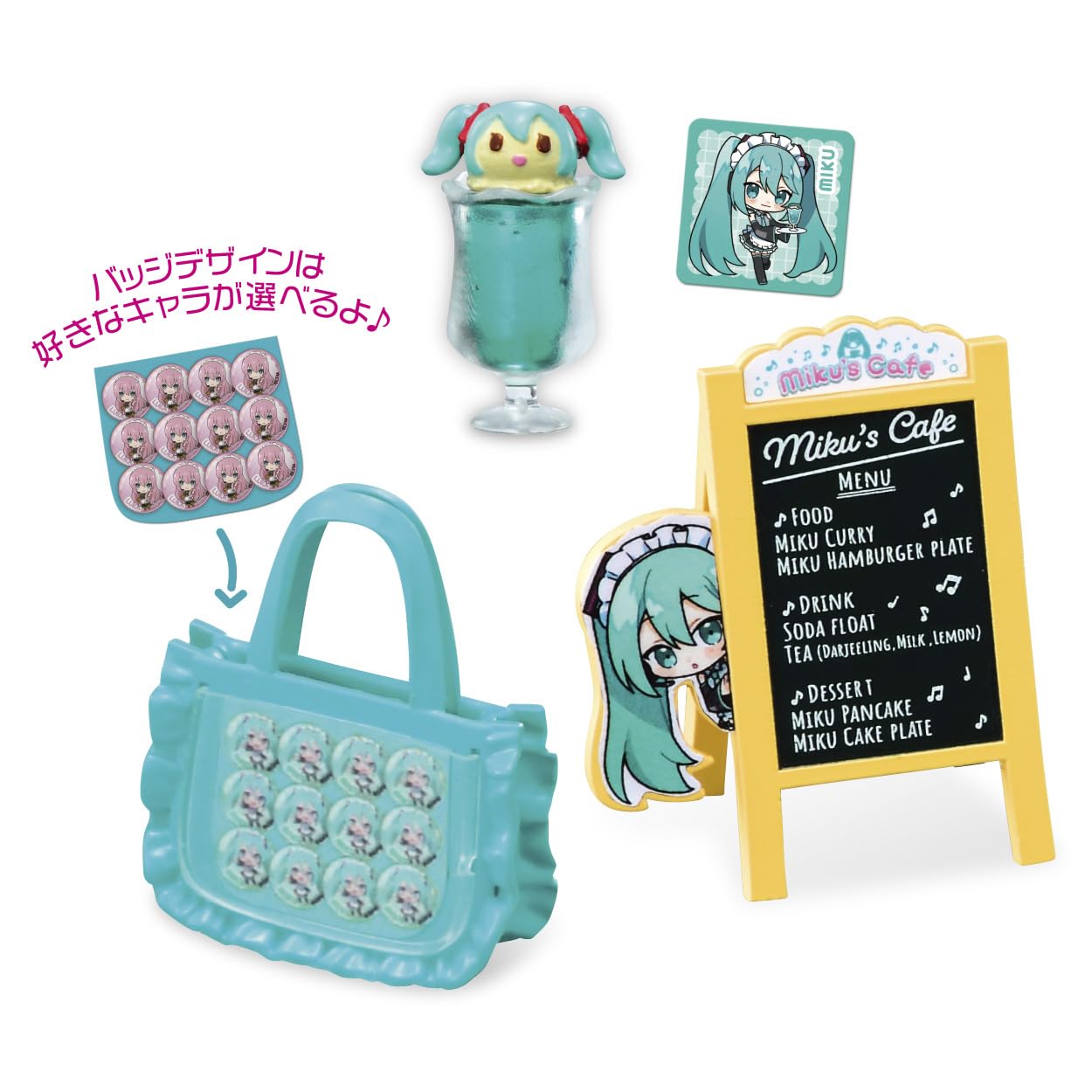 Re-Ment Hatsune Miku's Cafe-Trading Figure close-up face shows fine sculpting details.