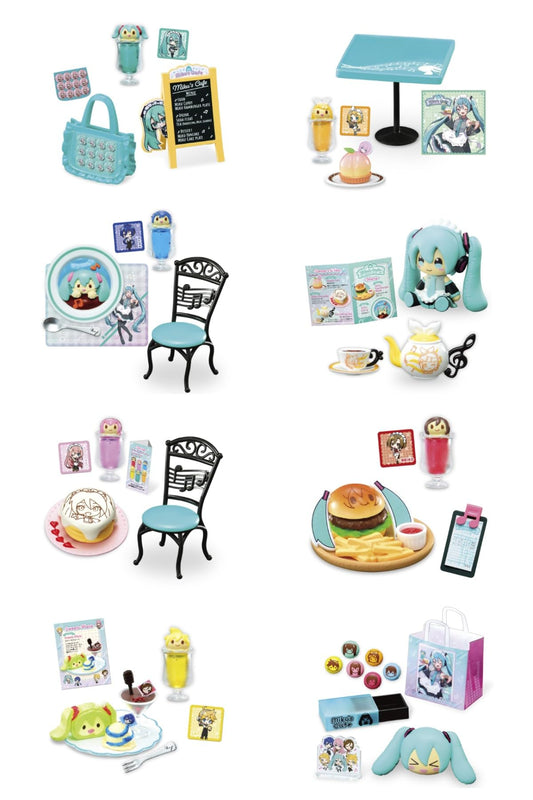 Re-Ment Hatsune Miku's Cafe-Trading Figure front view, eye-catching on shelf display.