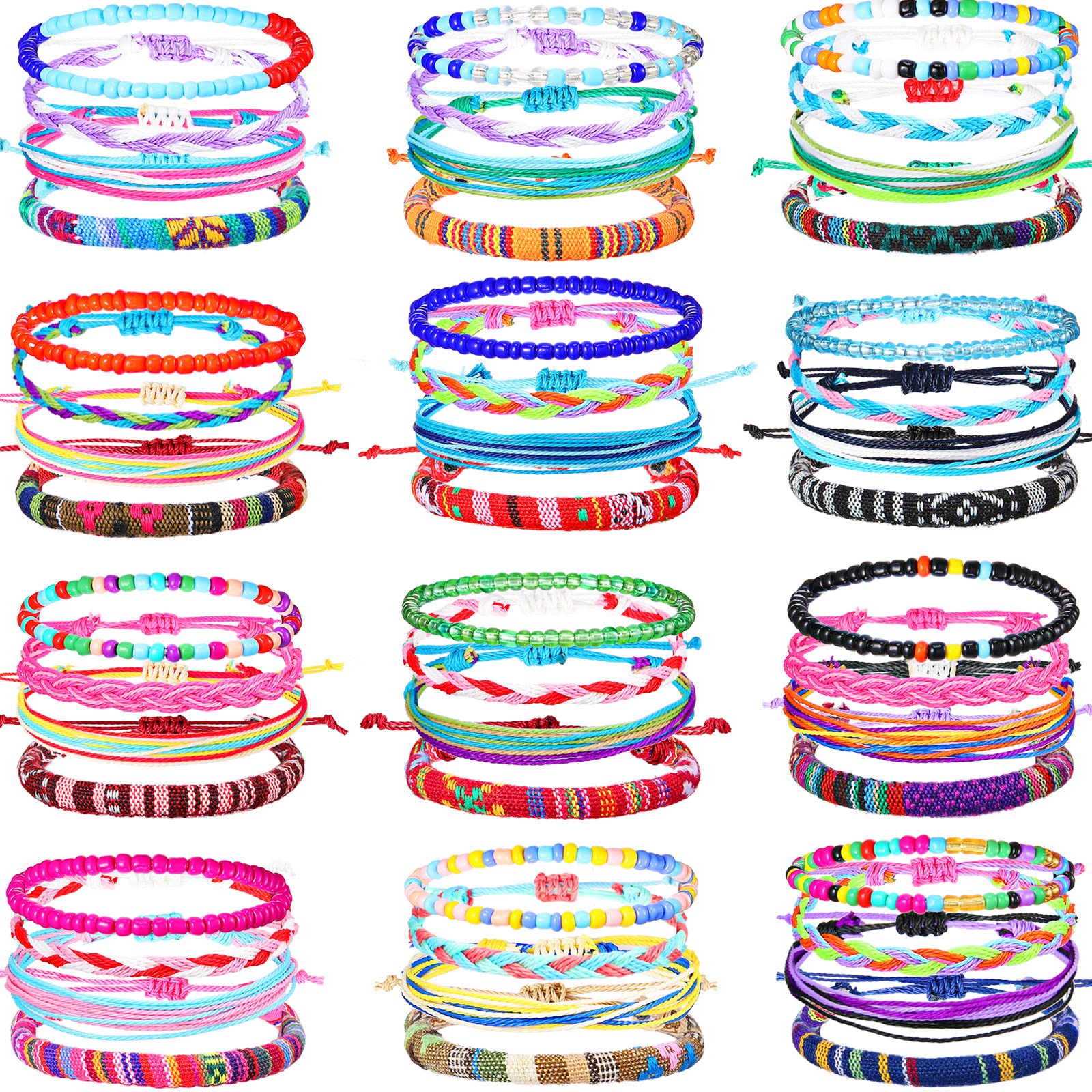 Remerry 48-piece handmade friendship bracelets in assorted colors for daily wear